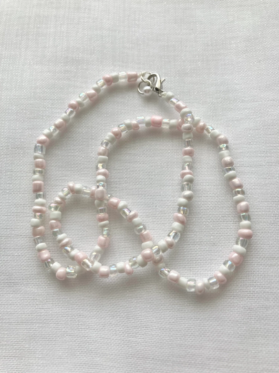 Seed Bead Necklace | Pink & White Beaded Jewelry