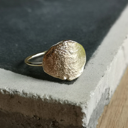 Your Own Gold Organic Ring/Made With Your & Stones Texture