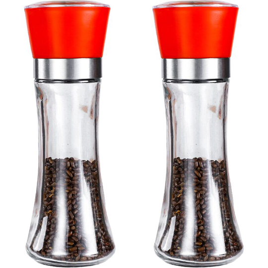 Fvbjd - Pepper and Salt Grinder Set of 2-Refillable Coarseness Adjustable Pepper Mill Shaker ( Two Pack) 2pcs high red
