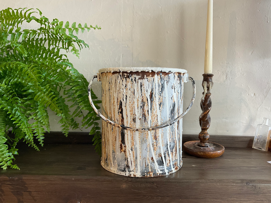 Large French Vintage Drippy Paint Tin