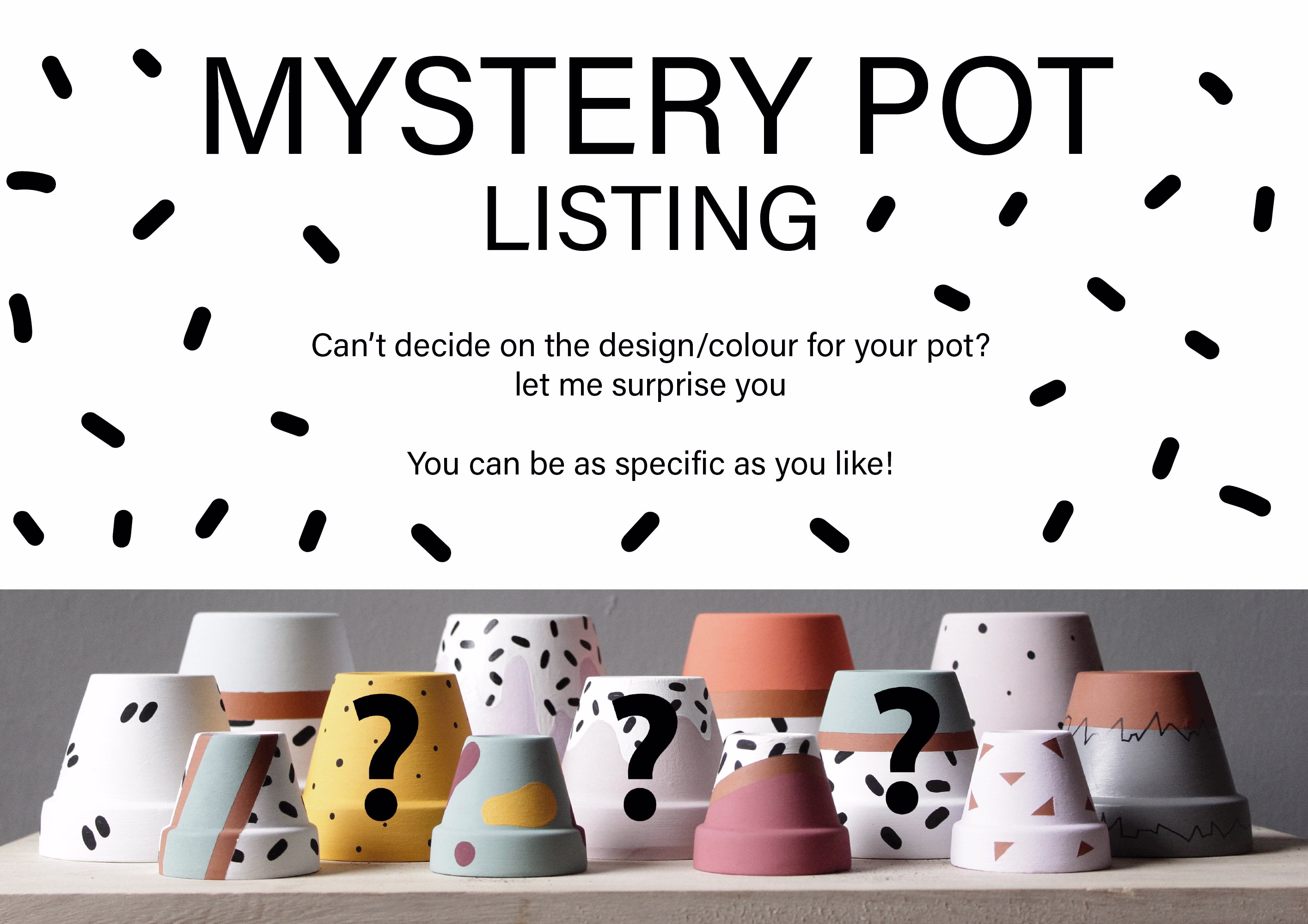 Mystery Hand Painted Plant Pot | Multiple Sizes & Saucers Available With Drainage Holes