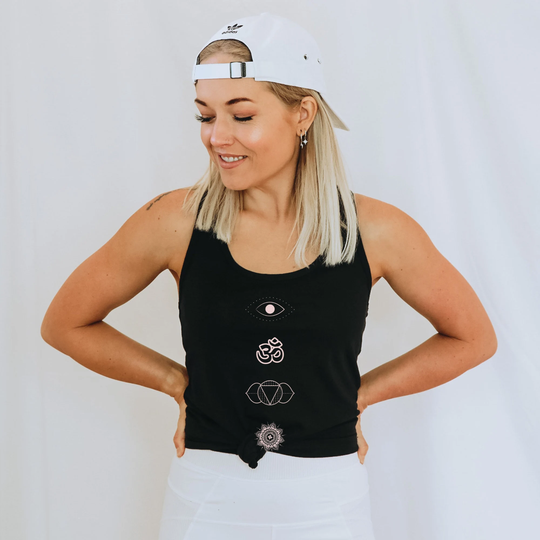 Spiritual Symbols Tank Top Om T Shirt Yoga Meditation Third Eye Chakra Mandala Racerback