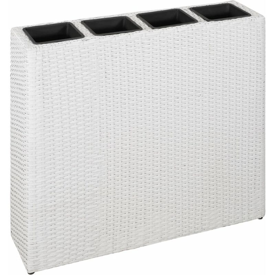 Vidaxl - Garden Raised Bed with 4 Pots Poly Rattan White White