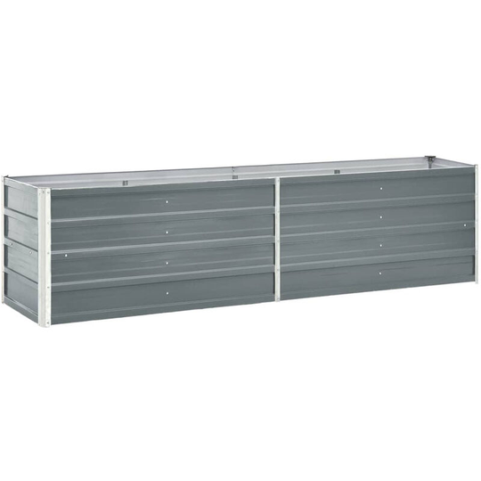 Garden Planter Galvanised Steel 240x40x45 cm Grey