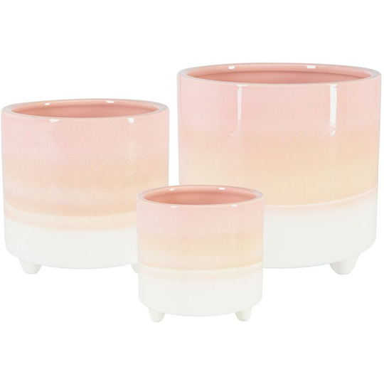 Reactive Glaze Footed Plant Pots - 3 Sizes - Pink - Nicola Spring