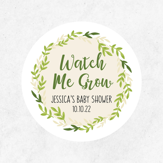 Personalized Watch Me Grow Stickers, Baby Shower Favor, Succulent Favour, Favour Seed Pack Favor