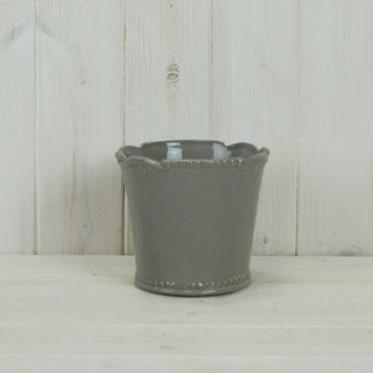 Vintage Grey Plain Ceramic Plant Pot Decorative Indoor Planter Jar With Rim