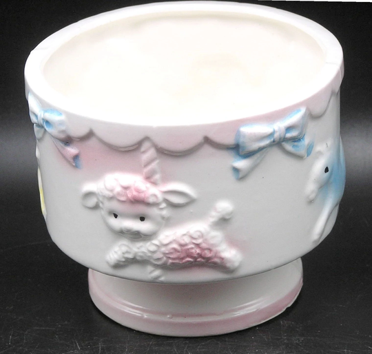 Vintage Rubens Japan Baby Decor Ceramic Planter, Animals, 3.5