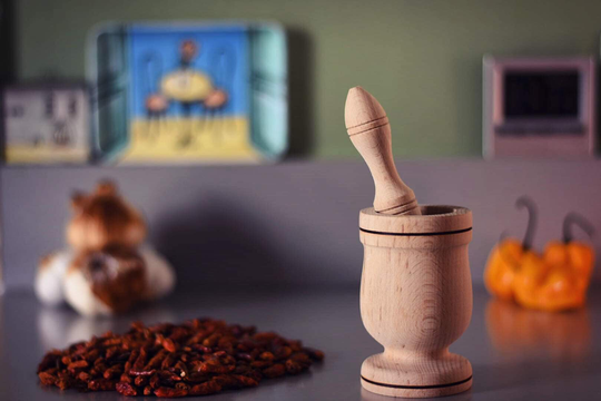 Small Mortar & Pestle Made Out Of Beech Wood