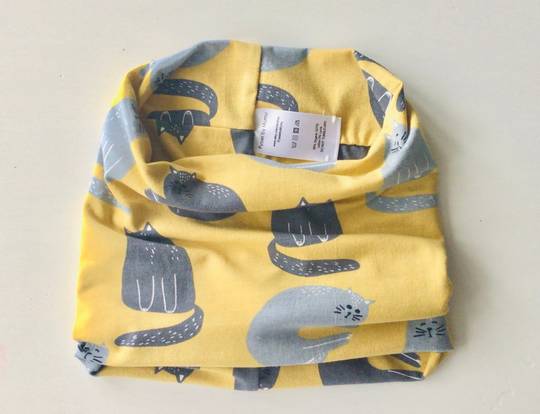 Organic Children's Snood Yellow/Cats/Organic Cotton Gift Kids Snood/Toddler Snood/Children's Neck Warmer/Christmas For Kids/2-11 Years