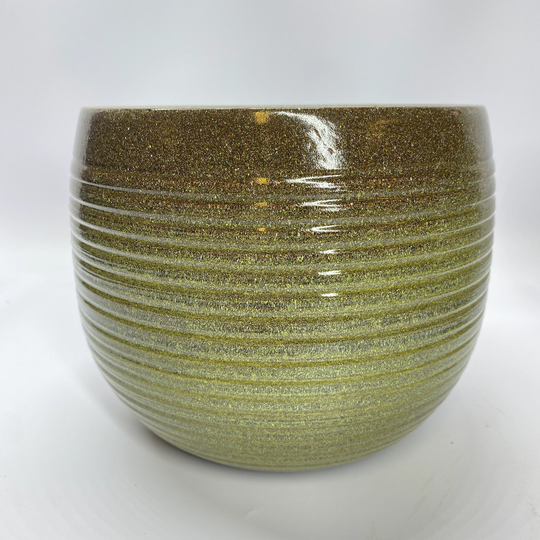 Wild Grass Green Ribbed Ceramic Planter Pot - Houseplant