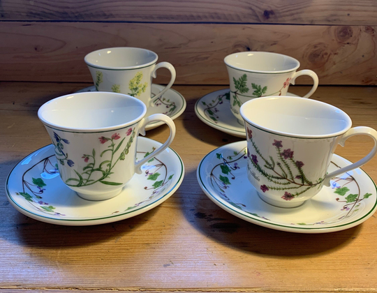 Set Of Four Portmeirion Coffee Cups & Saucers