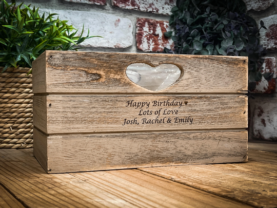 Beautiful Heart Design Planter With Plastic Liner - Engraved Your Own Personalised Message 2 Colours Available Grey Or Oak Effect