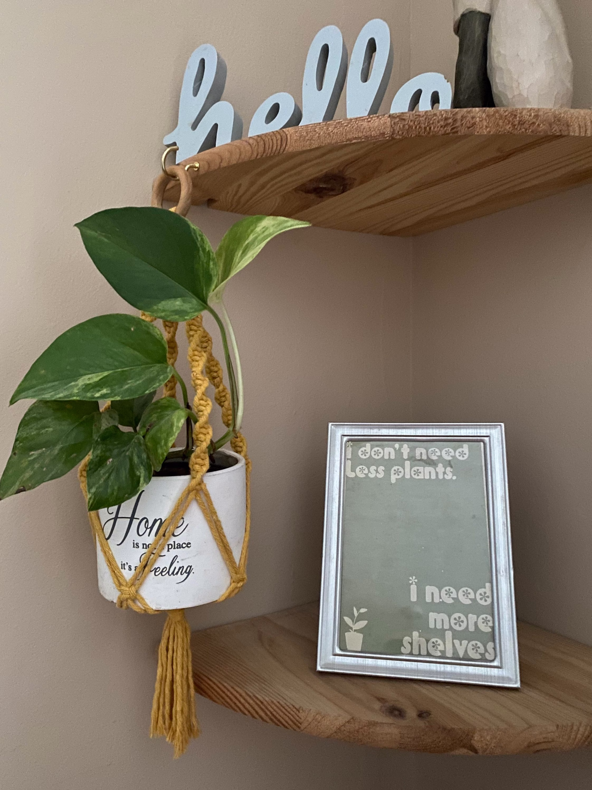 Mustard Yellow Mini Plant Hanger, Succulent Small Pot Holder, Boho Home Decor, Short Gifts