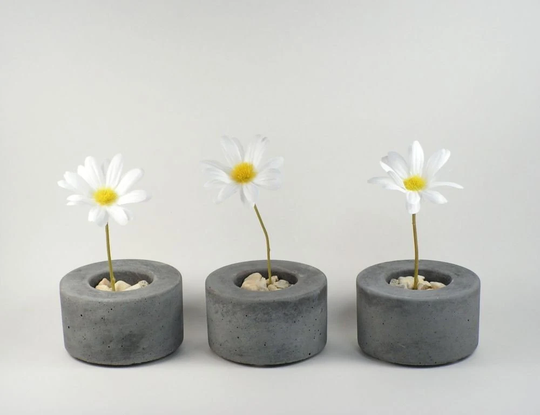Mini Round Concrete Pot - Set Of 3