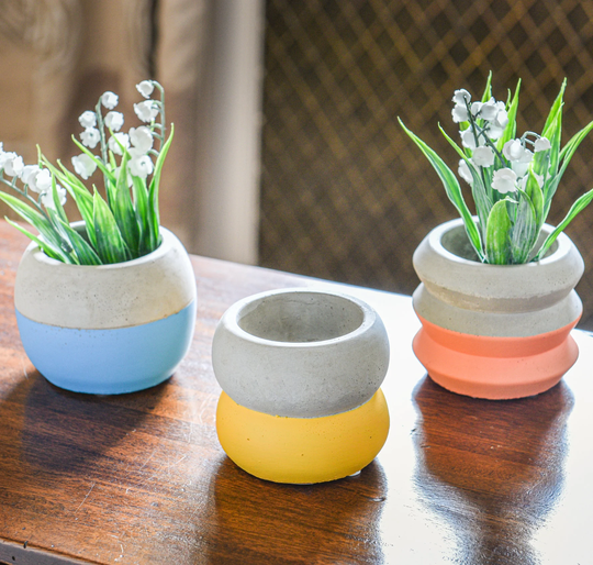 Colour Block Cement Planters - Trio Of -On Trend Neon Planters- Home Update- Stylish Planters-Succulant Planter