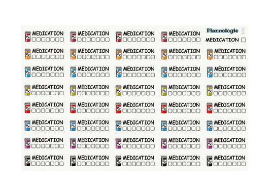 Weekly Medication Checklist - Planner Stickers Rx Reminder