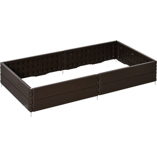 Outsunny - Raised Garden Bed for Veggies Flowers, 6 Panels Outdoor Planter Box - Brown
