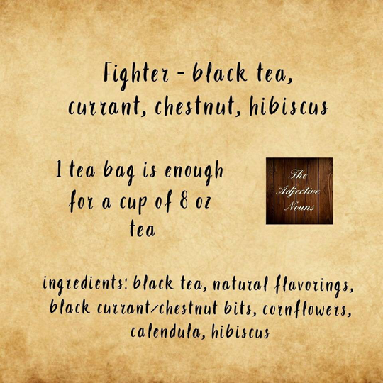 Fighter Tea Bag - Black Tea, Currant, Chestnut, & Hibiscus Custom Blended Adventurers Class Fandom Blend Nerdy 5E Bags