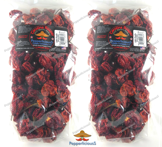 200 Dried Gourmet Carolina Reaper Pepper Pods - Worlds Hottest Chili Hotter Than Ghost