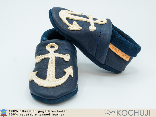 Anchor Leather Slippers/Organic Personalizable Vegetable Tanned Various Sizes & Colours Slip-Ons