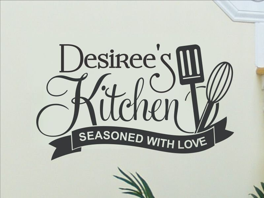 Personalized Name Seasoned With Love Kitchen Wall Decal & Dining Decor Island