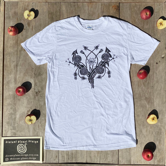 Dandelion Tshirt - Rustic Farmer Style/Green Witch Botanical Tee Unisex Short Sleeve Graphic T Shirt