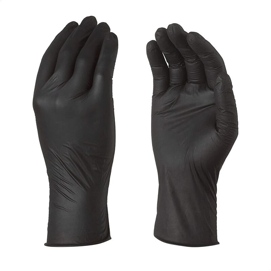 Disposable black sensitive nitrile gloves, powder free, box of 100, size m