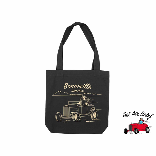 Bonneville Salt Flats Tote Bag/Pinup Vintage Midcentury Hot Rod By Bel Air Baby