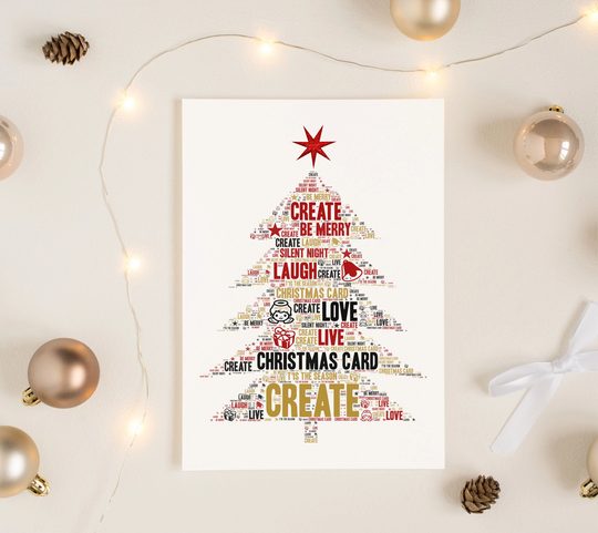 Christmas Tree Word Art Card. Personalised Card | Friends Family Season's Greetings Holiday Season