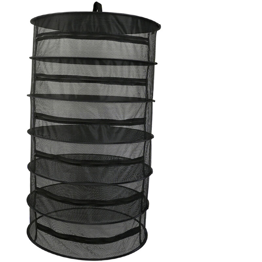 Asupermall - Hanging Basket 6 Layers with Zipper Folding Dry Rack Herb Drying Net Dryer Bag Mesh For Herbs Flowers Buds Plants,model:Black 6-layer