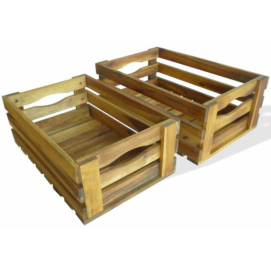 Topdeal - Apple Crate Set 2 Pieces Solid Acacia Wood VDTD28031