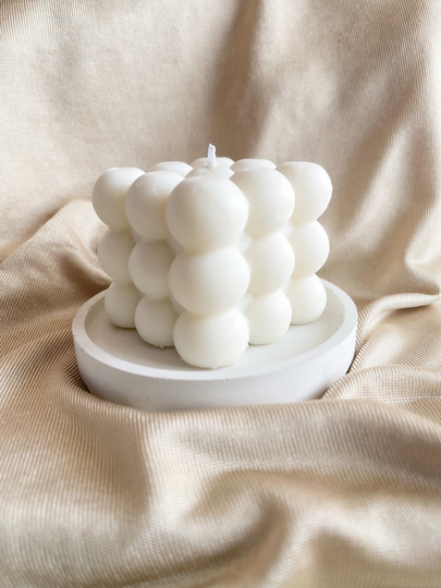 Concrete Coaster & Bubble Candle | Hand Made Soy Wax Candle