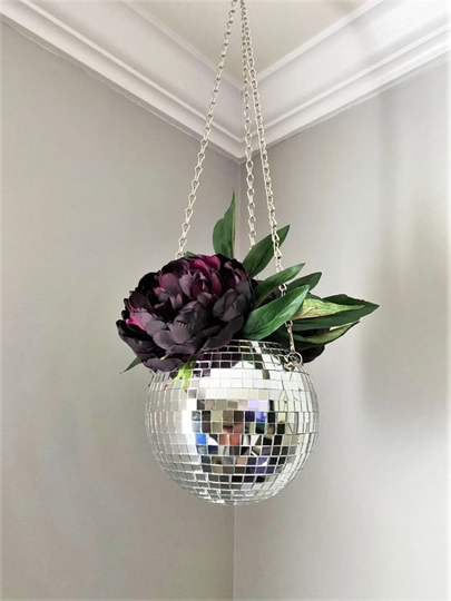 Disco Planter, Ball Party Hanging Planter, Hanging Wall Planter, Mirror Plant Hanger, Hanging Stand, Disco Decor