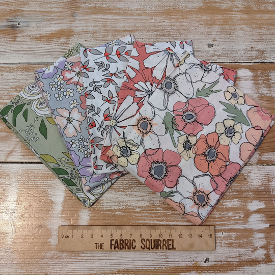 Petal & Pip Organic Floral Fabric - Pale Pink Sage Green The Crafty Lass For The Craft Cotton Company