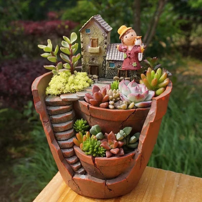 Farmhouse Flower Pot, Bonsai Animal Plant Pot For Succulents Plants, Planter, Ornament