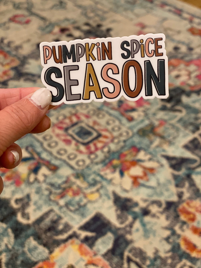 Pumpkin Spice Season Decal | Waterproof Fall Vinyl Sticker Thanksgiving Hydroflask Car Decals