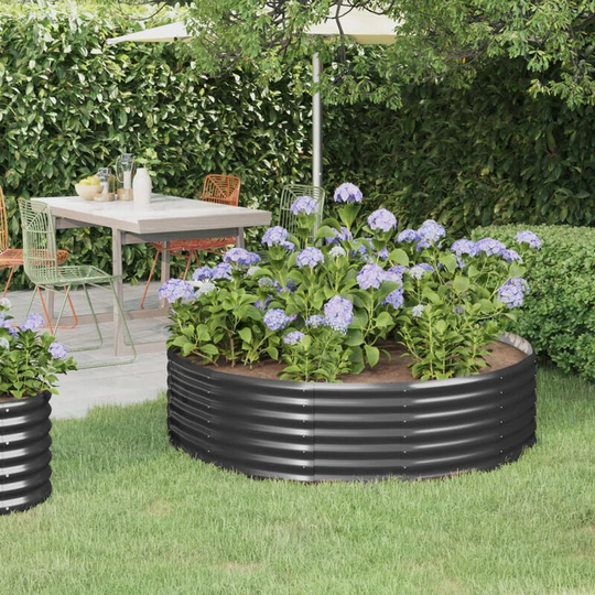 Asupermall - Garden Planter Powder-coated Steel 140x140x36 cm Anthracite