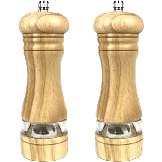 Fvbjd - Salt and Pepper Grinders Set Solid Wood Body Pepper Mill with Adjustable Coarseness Fine to Coarse primary color