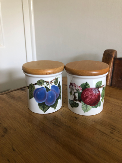 Two Portmeirion Pomona Small Spice Herb Storage Jars