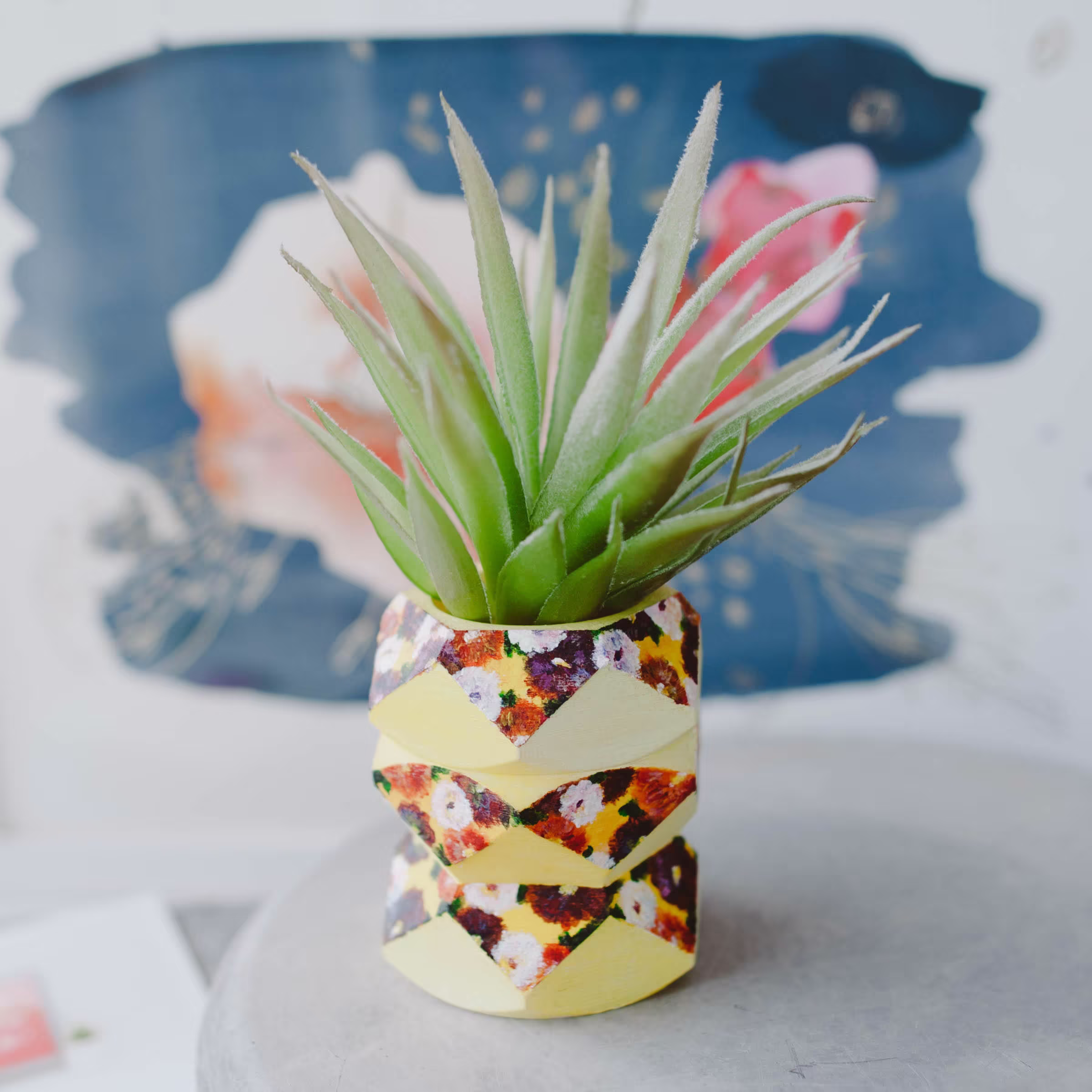 Floral Succulent Planter || Floral Planter - Succulent Indoor Cactus Colorful -Desk