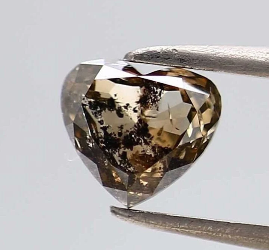0.83 Carat Natural Salt & Pepper Diamond Heart Shape Fancy Brown Color For Engagement Ring Gift Her
