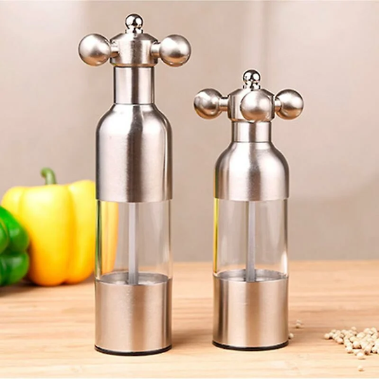 Black pepper grinder Salt and pepper grinder Spice grinder Creative kitchen gadget Pepper and salt grinder Grinder (set of two 21cm+18cm)
