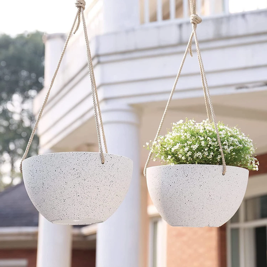 Set Of 2 White Hanging Wall Planter, Pcs Planter Set, Macrame Plant Hanger Succulent With