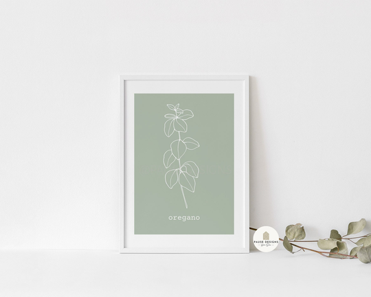 Oregano Herb Line Drawing Wall Art Print | Unframed Print A3/A4/A5 Prints Home Decor Kitchen
