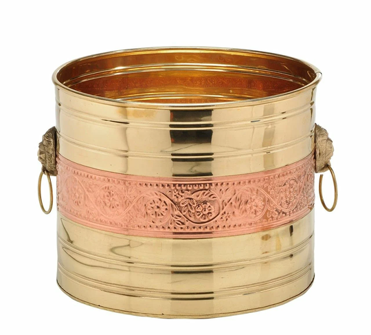 Handmade Copper Brass Planter, Footed Plant Pot, Holder, Home Decor, Cachepot, Regency Flower Pot