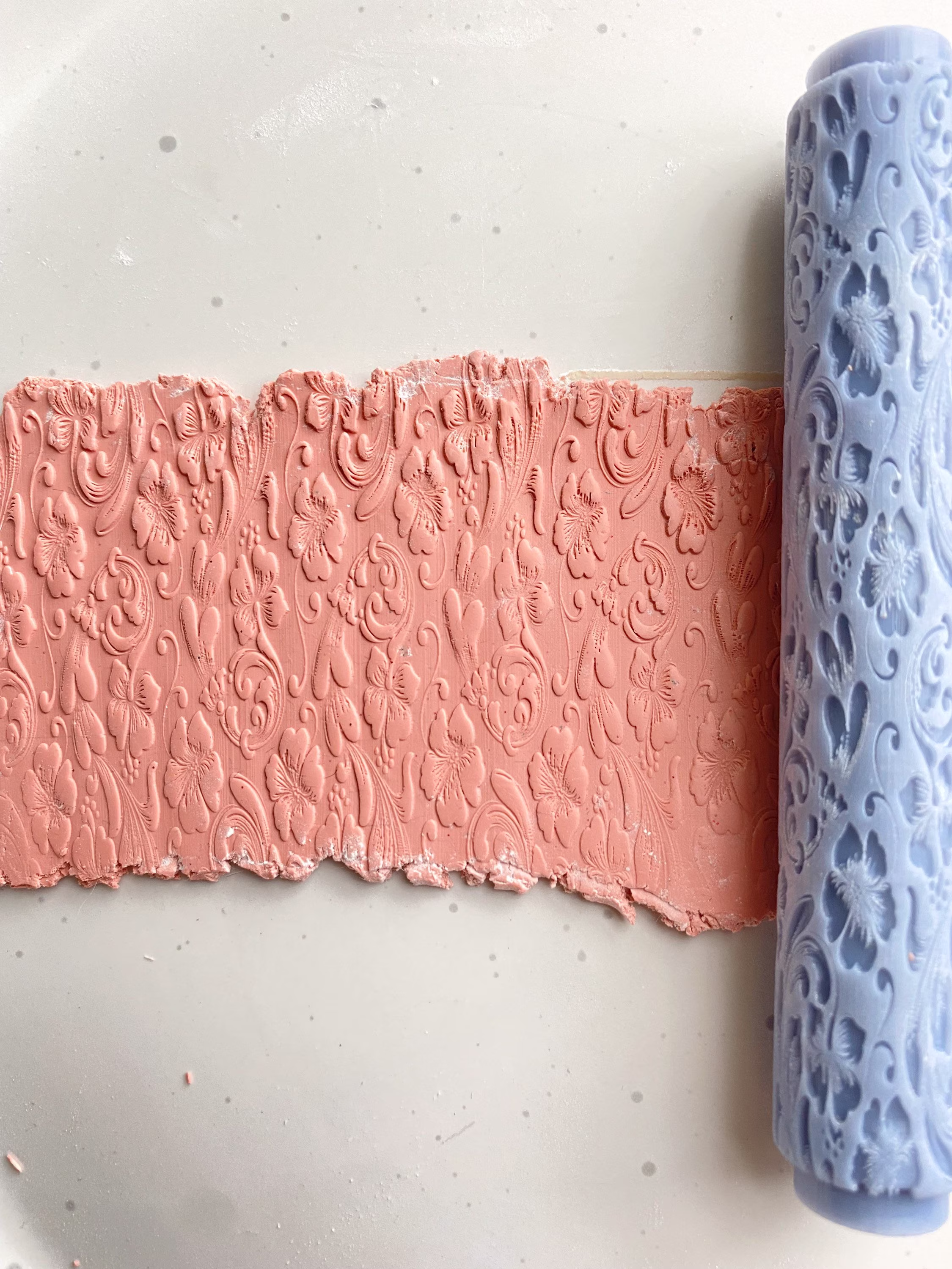Polymer Clay Texture Roller Clay Tool Hibiscus & Heart