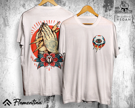 Thunder Catcher Organic Cotton T-Shirt Prey Eye Cloud Tattoo Design Streetwear Luxury Top Mystic Cult Black Magic