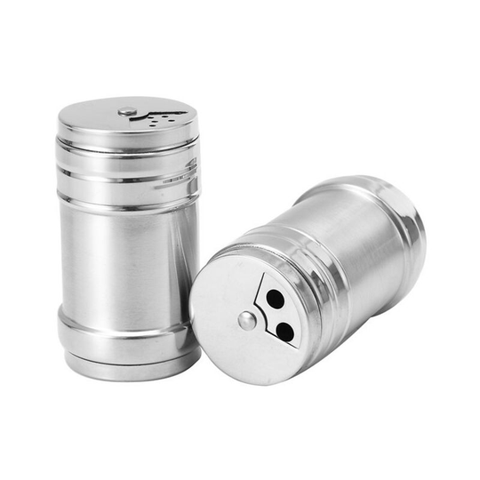 Sun Flowergb - Set of 2 Salt and Pepper Shakers, Stainless Steel Shaker for Powdered Salt, Sugar, Cinnamon, Pepper, Spice Dispenser with Adjustable