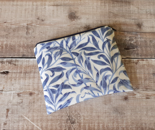 Blue Waterproof Makeup Bag, William Morris Cosmetic Storage, Organiser, Toiletry Gift For Mum, Sister